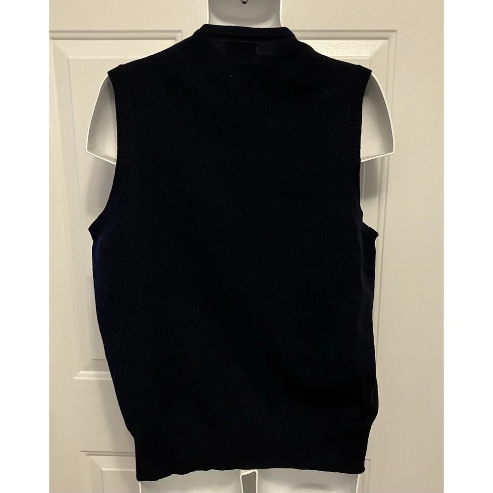 B‎ Altman & Co Vtg Sweater Vest Men's Sz 44 Large Navy Blue Preppy Lambswool